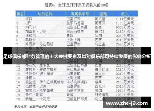 足球俱乐部财务管理的十大关键要素及其对俱乐部可持续发展的影响分析
